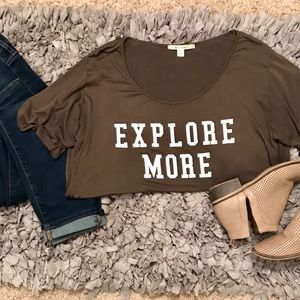 Francesca’s “Explore More” draped tee